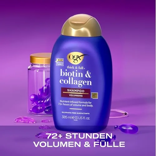 OGX ▫️ Biotina & Colagénio Champô (385 ml), champô fortalecedor para cabelos finos e delicados, com vitamina B7, biotina e colagénio, sem sulfatos 2