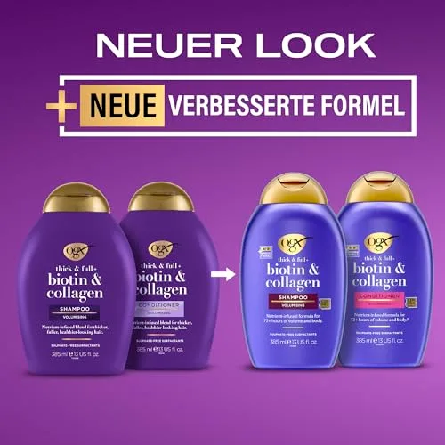 OGX ▫️ Biotina & Colagénio Champô (385 ml), champô fortalecedor para cabelos finos e delicados, com vitamina B7, biotina e colagénio, sem sulfatos 5