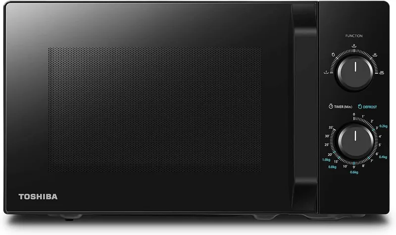 Toshiba ▫️ Micro-ondas MW2-MM20P(BK) 20 L, independente, 700 W, 5 níveis de potência, com função de descongelação fácil, iluminação LED interior, cor preta