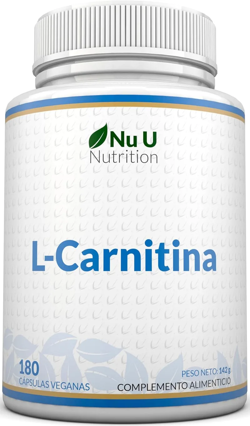 Nu U Nutrition ▫️ L-Carnitina 2200 mg - 180 cápsulas veganas de alta potência - Com riboflavina, biotina, crómio, vitamina D, B3 e B6 - Tartarato de L-Carnitina - Fabricado na Europa -
