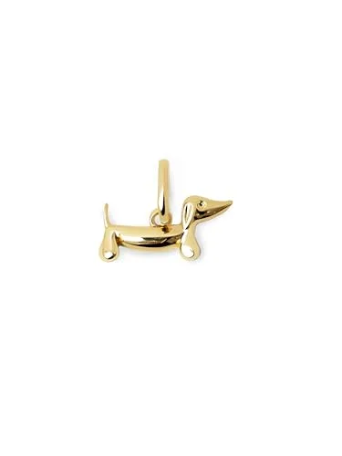SINGULARU ▫️ Charms Mini Cão Dachshund Esmaltado. Charms em latão com acabamento banhado a ouro de 18 quilates. Pingentes com motivos e esmalte amarelo ou azul. Joias para mulher 3