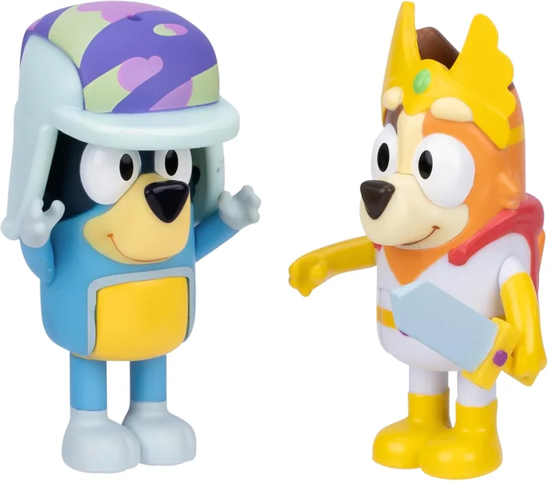 Bluey ▫️ Pack de 2 figuras - Pack Conto de Fadas, figuras do Chile com o seu fato de super-herói e do Bandido com o seu chapéu, recria os momentos favoritos do episódio - Conto de Fadas