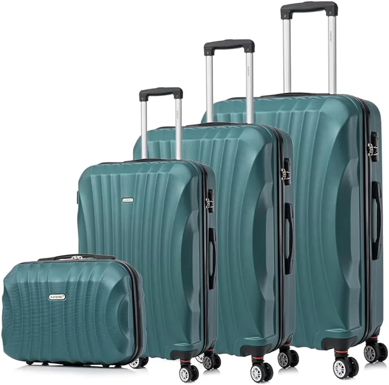 RAYKONG ▫️ Conjunto de bagagem de 3 peças em ABS rígido|Bagagem de cabine 55cm|Bagagem média 68cm|Bagagem grande 78cm|Necessário 29cm|Verde