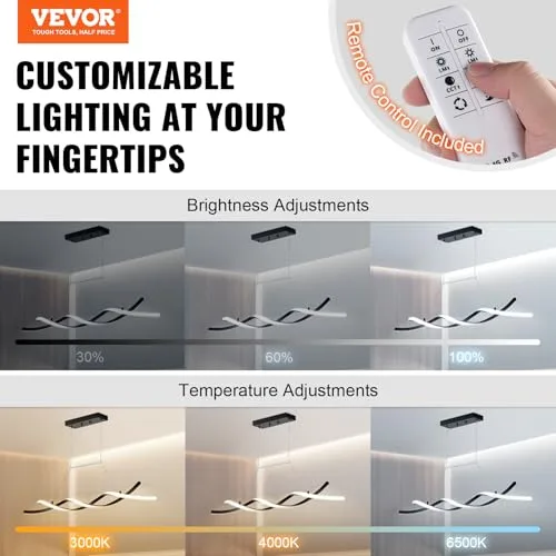 VEVOR ▫️ Luminárias de aranha modernas, 24 W, candeeiro suspenso LED regulável com abajur de silicone e comando à distância; candeeiros de teto ajustáveis com brilho e temperatura de cor de 3000 K a 6000 K para cozinha e sala de jantar 2