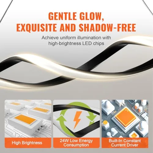 VEVOR ▫️ Luminárias de aranha modernas, 24 W, candeeiro suspenso LED regulável com abajur de silicone e comando à distância; candeeiros de teto ajustáveis com brilho e temperatura de cor de 3000 K a 6000 K para cozinha e sala de jantar 3