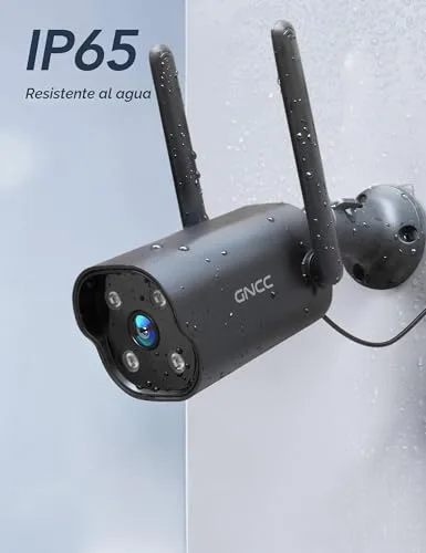 GNCC ▫️ Câmara de vigilância exterior com Wi-Fi, 2K 3 MP, visão noturna de 15 m, notificações em tempo real, ângulo de 110°, classificação IP65 (à prova de água), deteção de movimento por IA, sirene, compatível com a Alexa 3