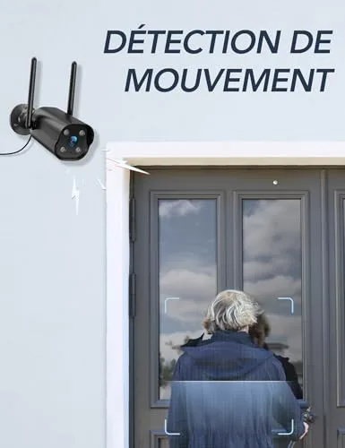 GNCC ▫️ Câmara de vigilância exterior com Wi-Fi, 2K 3 MP, visão noturna de 15 m, notificações em tempo real, ângulo de 110°, classificação IP65 (à prova de água), deteção de movimento por IA, sirene, compatível com a Alexa 5