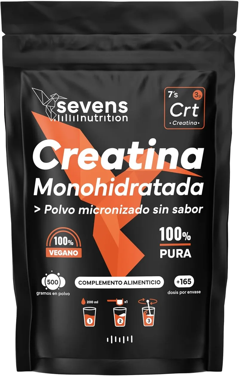 SEVENS NUTRITION ▫️ Creatina Monohidrato em Pó 500g Sem Sabor - 100% Creatina Monohidrato Micronizada - Alta Pureza - Sem Aditivos - 100% Vegan, Sem Glúten e Sem Contaminantes - Sevens Creatina em Pó