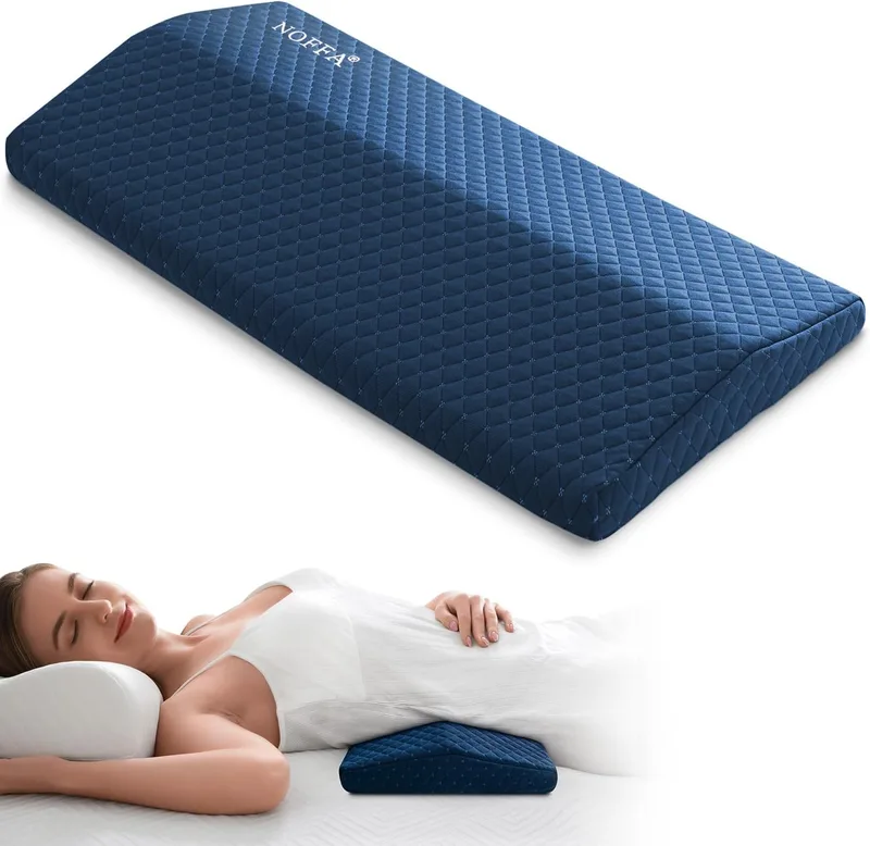 NOFFA ▫️ Almofada lombar para dormir, almofada lombar de espuma viscoelástica para a cama, apoio ortopédico para a cintura e as costas, dureza e altura ajustáveis