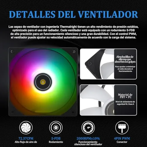 TR ▫️ Frozen Notte 360 BLACK ARGB V2, especificações do dissipador de calor para CPU preto de 360, 3 ventoinhas PWM, rolamentos S-FDB, adequado para AMD/AM4, AM5 e Intel LGA 1700/1851/1151/1200/2011 6