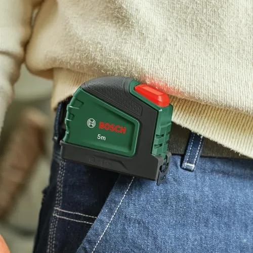 Bosch ▫️ Fita métrica de 5 m + lápis marcador (com clipe para o lápis, bloqueio automático, revestimento em nylon, marcação a cada 2 m, régua métrica, alta precisão, clipe para cinto, pega macia) - Edição Amazon 4