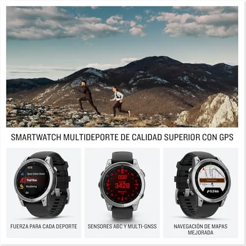 Garmin ▫️ fēnix E, 47 mm, Relógio GPS Multidesportivo, Aço Prateado 2