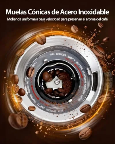 Aigostar ▫️ Moedor de café elétrico 52 níveis de moagem, aço inoxidável 3