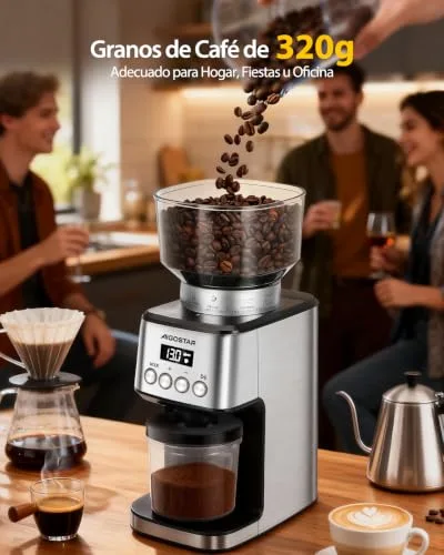 Aigostar ▫️ Moedor de café elétrico 52 níveis de moagem, aço inoxidável 5