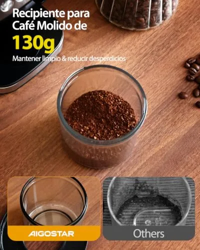Aigostar ▫️ Moedor de café elétrico 52 níveis de moagem, aço inoxidável 6