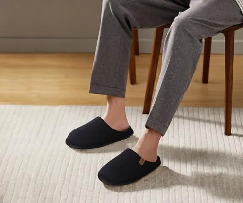 ONCAI ▫️ Chinelos de casa para homem, em espuma com memória e algodão, com forro sintético, para inverno, uso interior e exterior, sola de borracha antiderrapante, tamanhos UE 40-49 3