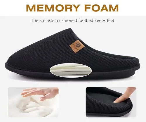 ONCAI ▫️ Chinelos de casa para homem, em espuma com memória e algodão, com forro sintético, para inverno, uso interior e exterior, sola de borracha antiderrapante, tamanhos UE 40-49 5
