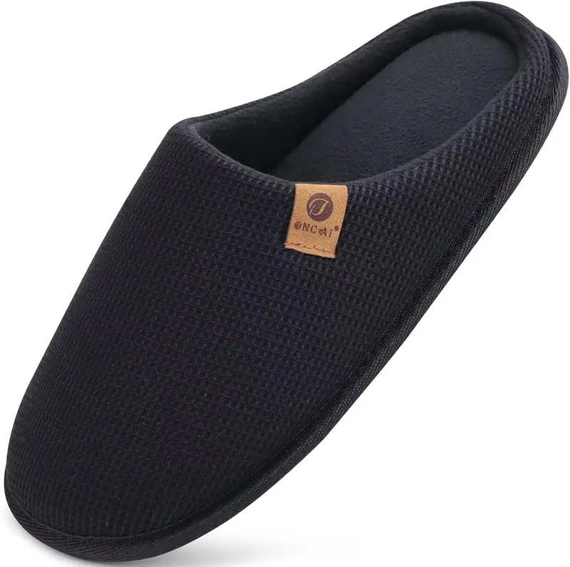 ONCAI ▫️ Chinelos de casa para homem, em espuma com memória e algodão, com forro sintético, para inverno, uso interior e exterior, sola de borracha antiderrapante, tamanhos UE 40-49
