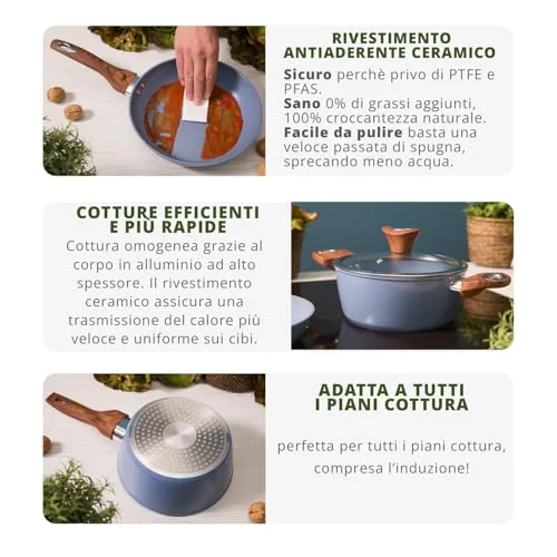 KASANOVA ▫️ Panela de 20 cm com tampa azul New Ceramic 4