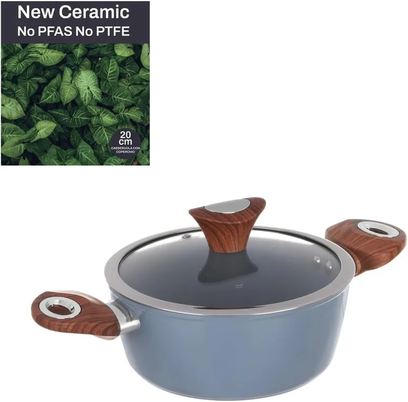 KASANOVA ▫️ Panela de 20 cm com tampa azul New Ceramic