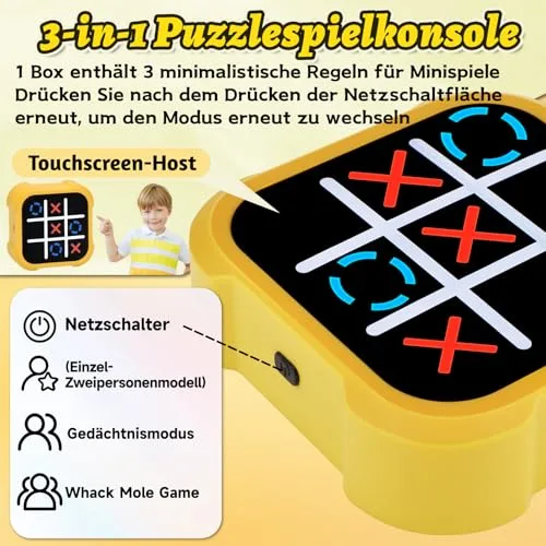 Jadyon ▫️ Jogo eletrónico de Tic-Tac-Toe, Jogos de viagem portáteis 3 em 1 6