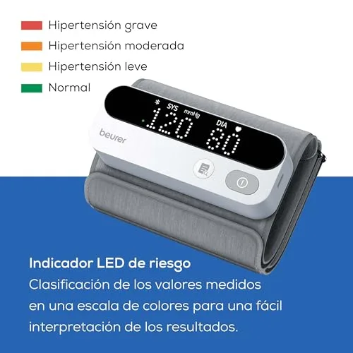 Beurer ▫️ BM 59, tensiómetro de braço, braçadeira sem tubos nem cabos, indicador de risco por LED, deteção de arritmias, braçadeira para 22-42 cm, com aplicação, transferência de dados para o Apple Health e muito mais 3