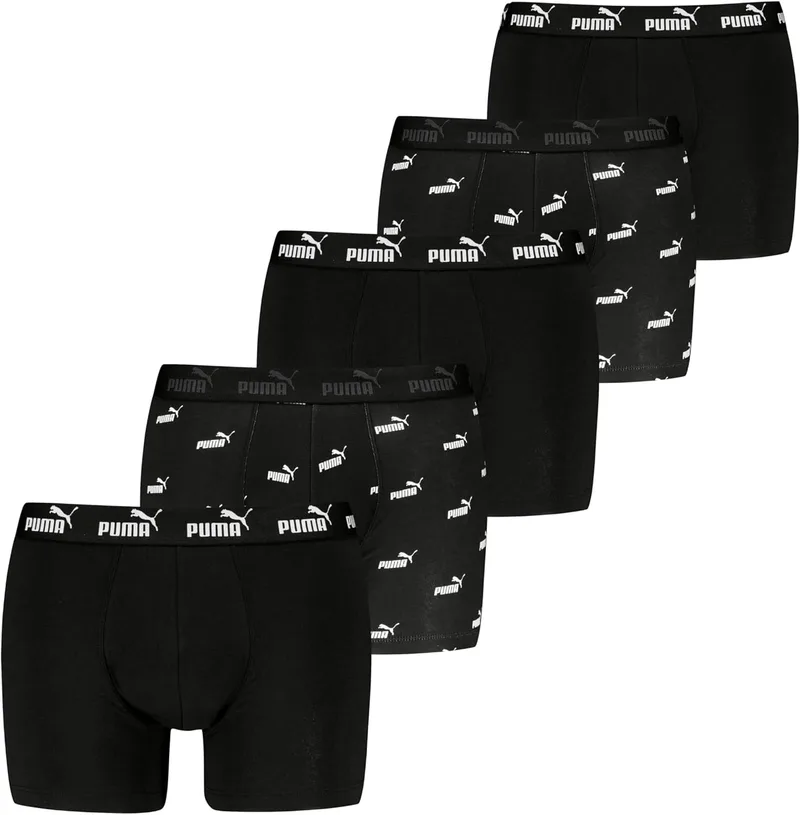 PUMA ▫️ Logo Print Boxer Homem (Conjunto de 5)