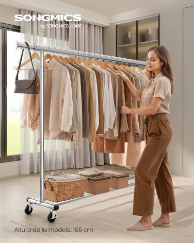 SONGMICS ▫️ Carrinho para Roupa com Rodas, Extensível, Capacidade de 150 kg 2