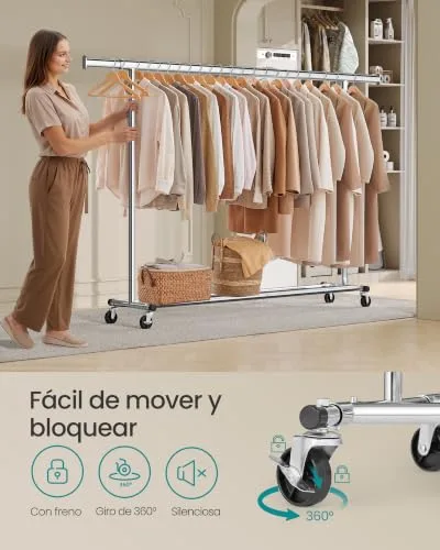 SONGMICS ▫️ Carrinho para Roupa com Rodas, Extensível, Capacidade de 150 kg 4