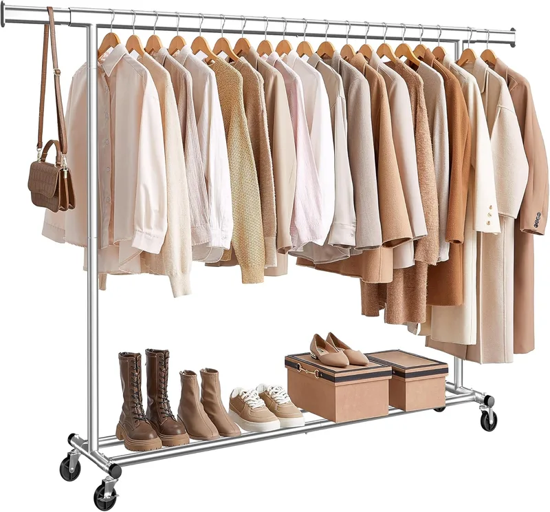 SONGMICS ▫️ Carrinho para Roupa com Rodas, Extensível, Capacidade de 150 kg
