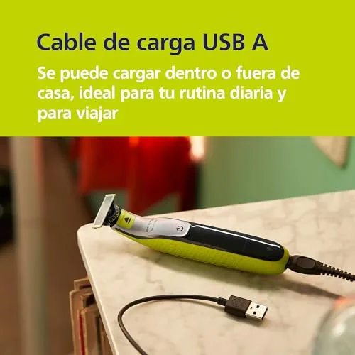 PHILIPS ▫️ OneBlade 360 Auténtico Barbeiro, máquina de barbear e aparador elétrico para o rosto e o corpo, 3 conjuntos de lâminas 360, 4 pentes para barba por fazer (1, 2, 3, 5 mm), 1 kit para o corpo, QP2834/31 5