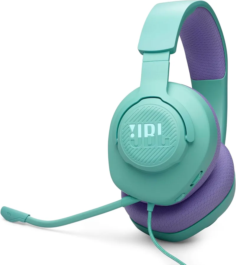JBL ▫️ Quantum - Auscultadores para jogos de 100 m², ligação de 3,5 mm, modelo básico, ciano, JBLQTUM100M2CYN