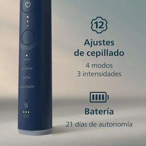 PHILIPS ▫️ Escova de dentes elétrica Sonicare 7100, sónica, 4 modos de escovagem, 3 níveis de intensidade, alerta de pressão, EasyStart, SmarTimer, azul-marinho, HX7423/01 [Nova Tecnologia] 7