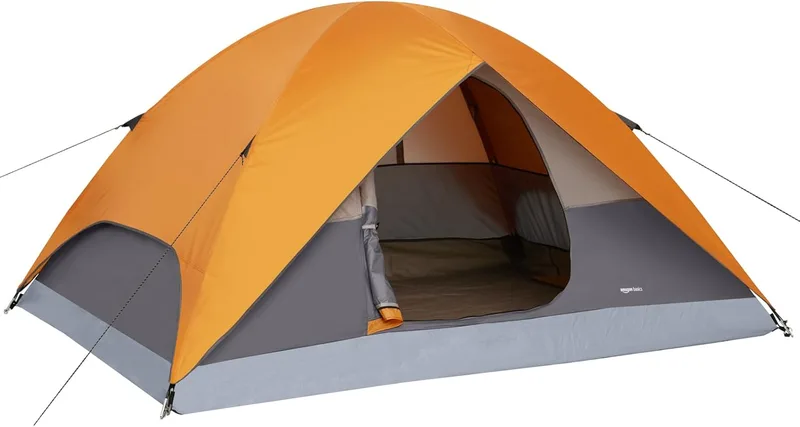 Amazon Basics ▫️ Tenda de lona impermeável para 3 estações com saco de transporte, fácil de montar, 6 pessoas