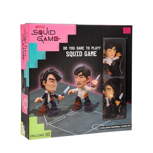 IMC Toys ▫️ Jogo «Desafio Final» de «Squid Game», Mini Conjunto, Recrie a cena com 2 figuras exclusivas, Os desafios da série da Netflix para brincar e expor, Jogo para adultos a partir dos 17 anos 2