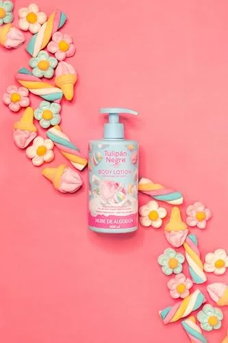 TULIPAN NEGRO ▫️ Tulipán Negro - Loção Corporal «Nuvem de Algodão» com Dispensador, Hidratação Intensa para Todos os Tipos de Pele, Creme Corporal com Fragrância Doce de Algodão-doce, 400 ml 2