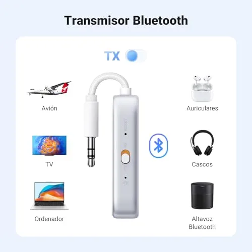 UGREEN ▫️ Transmissor e recetor Bluetooth 6.0 Transmissor Bluetooth com tomada de 3,5 mm 3