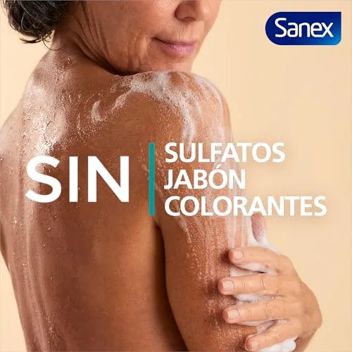 Sanex ▫️ Gel de Banho Neutro Hidratante (4x600 ml), com ingredientes essenciais, 0% de sulfatos*, 0% de sabão e 0% de corantes, para todos os tipos de pele, hidratação duradoura, tecnologia de tripla ação 4