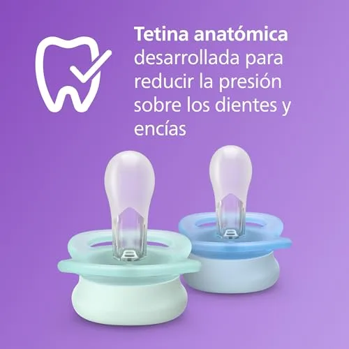 PHILIPS ▫️ Avent Ultra Start, chupetas anatómicas concebidas para recém-nascidos dos 0 aos 2 meses, tetina simétrica em silicone, sem BPA, com estojo de transporte/esterilização, embalagem de 2 unidades, SCF075/02 4