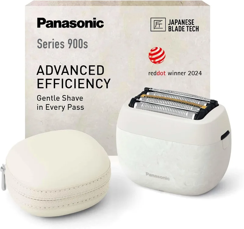 Panasonic ▫️ ES-PV6B-W803 Série 900s Máquina de barbear, máquina de barbear elétrica de 5 lâminas para uso a seco e molhado para homens, sensor de barba sensível, USB-C, estojo de transporte, NAGORI® mármore branco