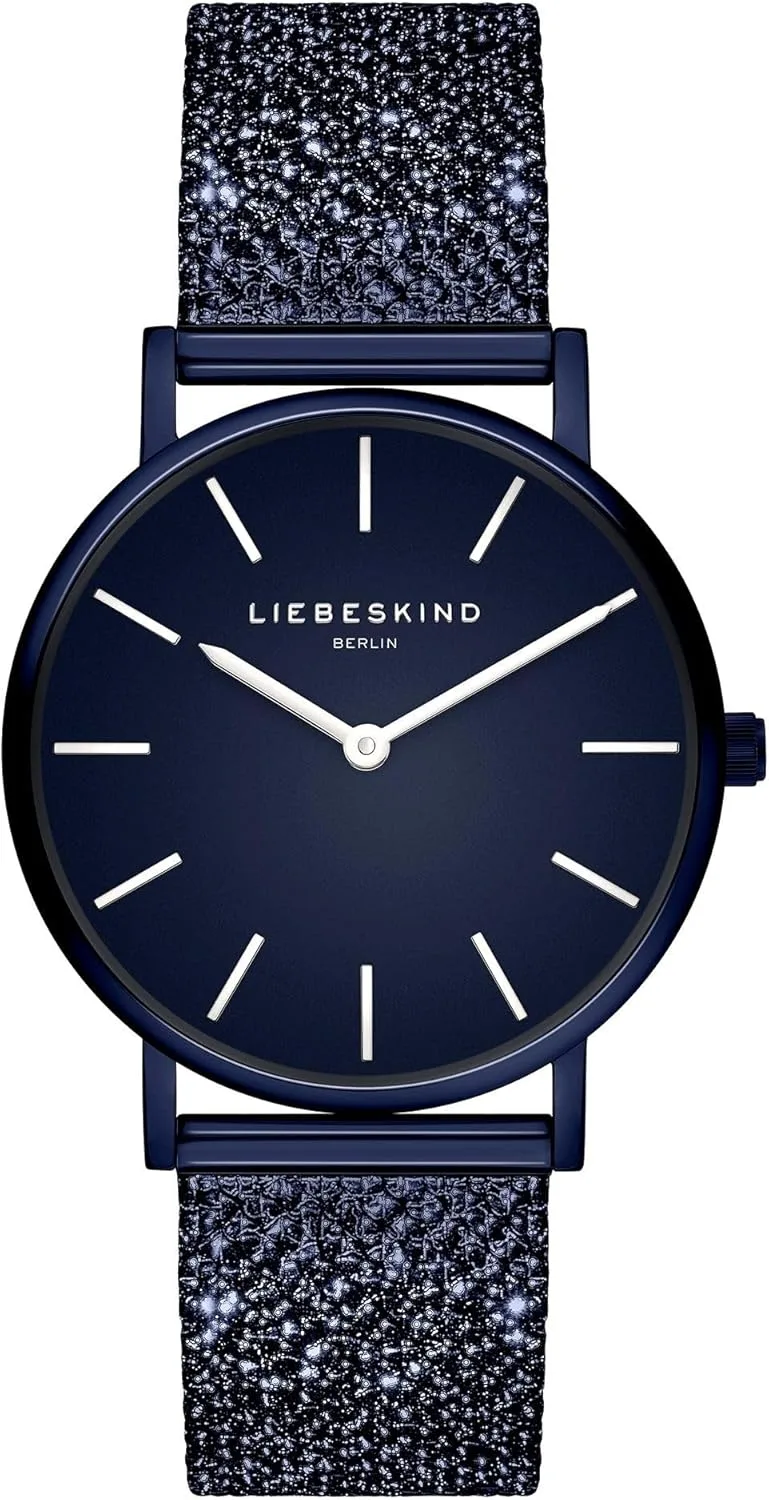 LIEBESKIND ▫️ Relógio Berlin para mulher – Relógio redondo de quartzo, 34 mm – Pulseira em malha com brilho – Resistente à água até 5 ATM – Moderno e elegante
