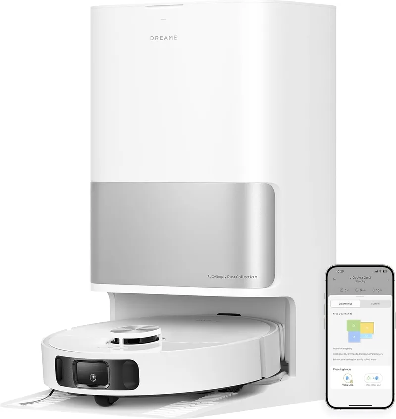 DREAME ▫️ L10s Ultra Gen 2 Aspirador e Esfregão Robótico com RoboSwing MopExtend, 10 000 Pa, Modo para Animais de Estimação, Estação de Carregamento Automática, 32 Níveis de Ajuste de Água, Limpeza Versátil de Tapetes