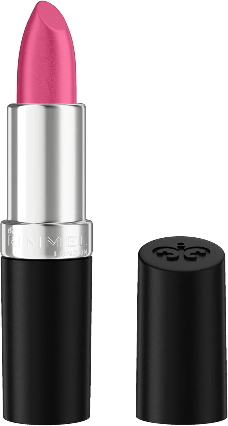 Rimmel London ▫️ Rimmel Lasting Finish 350 Pink Power - Batom acetinado de longa duração, cor intensa, hidratante, fórmula vegan, 4 g