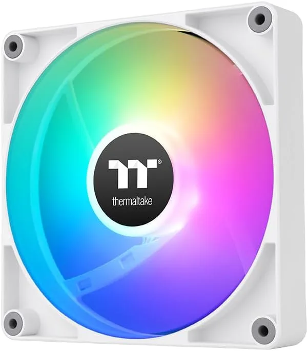 Thermaltake ▫️ CT140 Reverse ARGB Sync (Pack of 2) | Ventilador de PC ARGB 5V PWM de 140mm | Design de fluxo reverso | Conexão em cadeia | 9 LEDs endereçáveis | Até 1800 RPM | Branco Neve