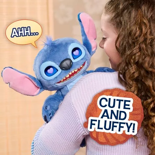 Just Play ▫️ Peluche Interativo da Disney «Stitch Many Moods», com 34,3 cm, mais de 50 sons e frases, olhos expressivos com ecrã LCD, brinquedo para crianças a partir dos 3 anos 4
