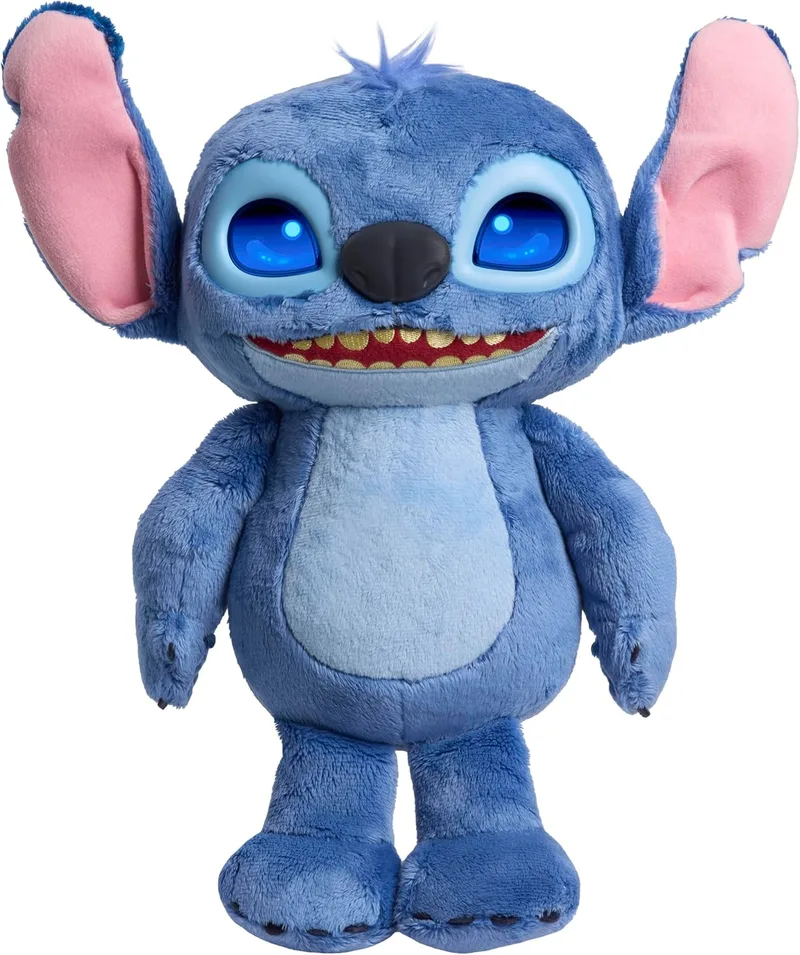Just Play ▫️ Peluche Interativo da Disney «Stitch Many Moods», com 34,3 cm, mais de 50 sons e frases, olhos expressivos com ecrã LCD, brinquedo para crianças a partir dos 3 anos