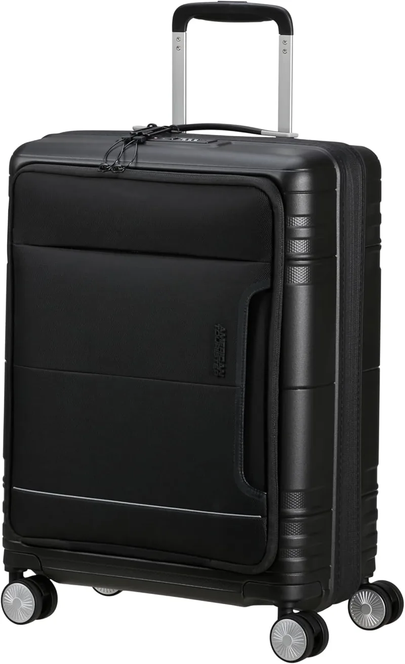 American Tourister Hello Cabin - Spinner S, bagagem de mão expansível, 55 cm, 39/45 L, preto (Onyx Black)