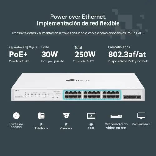 TP-Link ▫️ Festa FS328GP - Switch Ethernet PoE, 28 portas, 24 PoE, 250 W 6