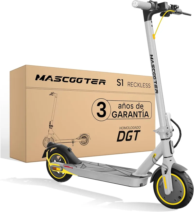 MASCOOTER ▫️ Scooter Eléctrica Adultos Aprovada pela DGT - Luzes intermitentes e regeneração da bateria ao travar - 300W-600W MAX, 20km de alcance - Travões de disco eléctricos e AER - Aplicação móvel
