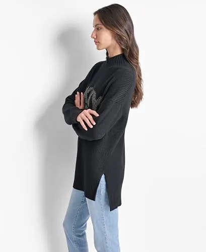 DKNY ▫️ Camisola com logótipo estampado Shaker, preta, tamanho M, para mulher 3